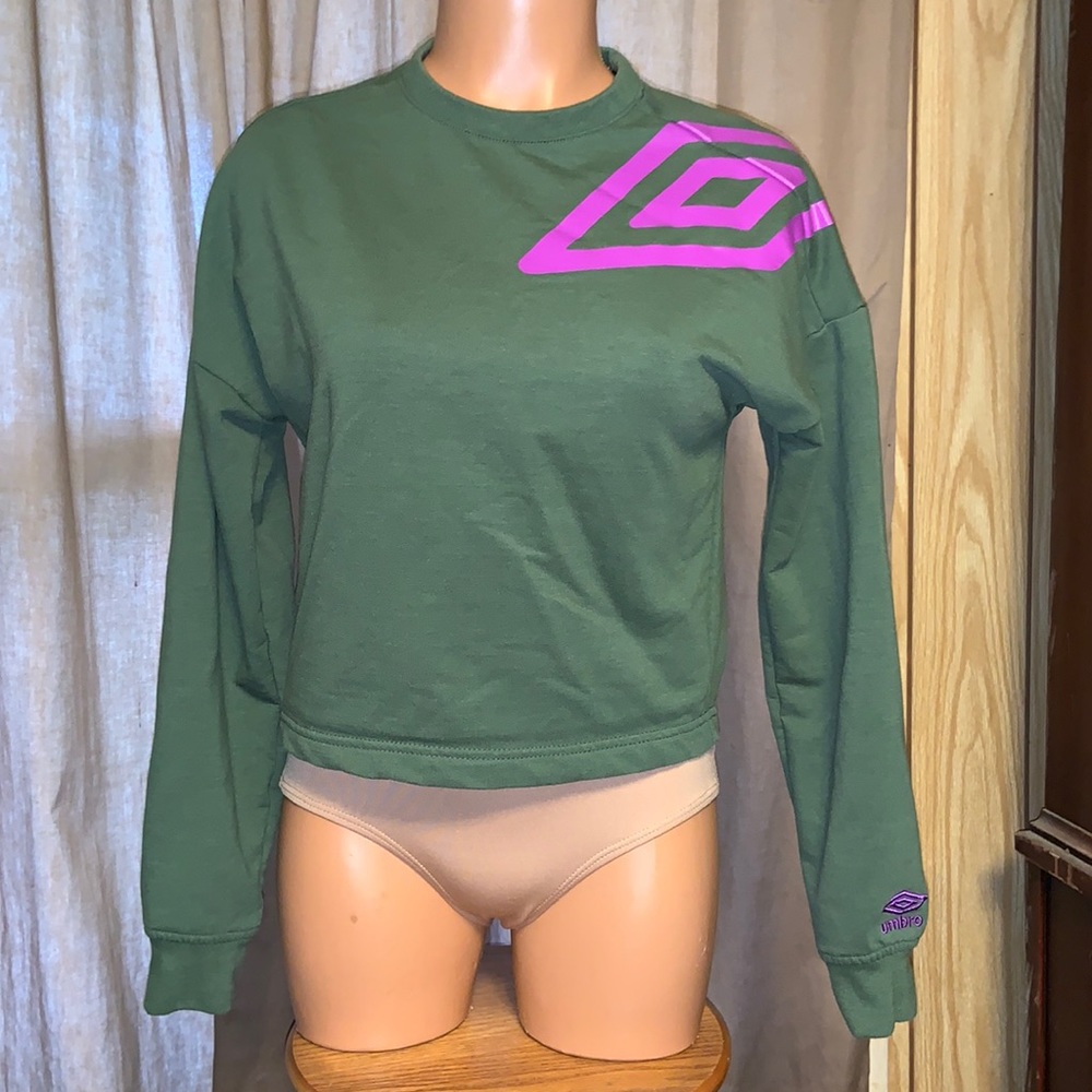 UMBRO cropped sweatshirt olive green XS PINK LOGO